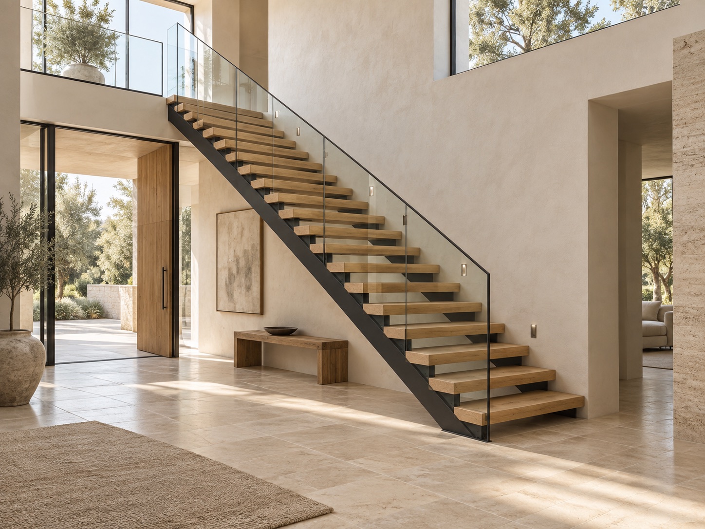 Straight Steel-Wood Staircase